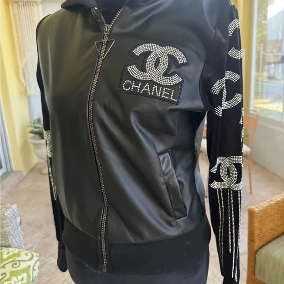 CC Black Bomber Jacket with Silver Details - Picture 12 of 12